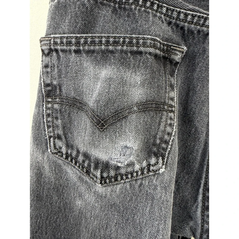 Levis 501 Original Fit Distressed Faded Black Jeans 33x32 Grunge 501-0660